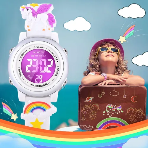 Miniatura 33 de Relojes impermeables de dibujos animados 3D para niñas con alarma, los mejores regalos de juguetes para niñas de 3 a 12 años