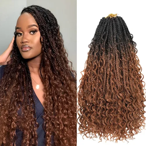 Miniatura 65 de Beverlee Goddess Box - Trenzas de ganchillo de 8 pulgadas, 8 paquetes de trenzas de ganchillo bohemias, extremos rizados, pelo sintético rizado