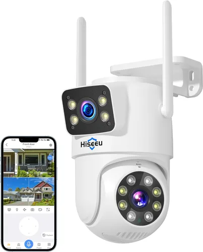 Miniatura 10 de Hiseeu - Cámara de seguridad de 2K para exteriores, con WiFi, zoom digital, inclinación, panorámica de 360°, 3MP y 2.4 G, seguimiento de movimiento