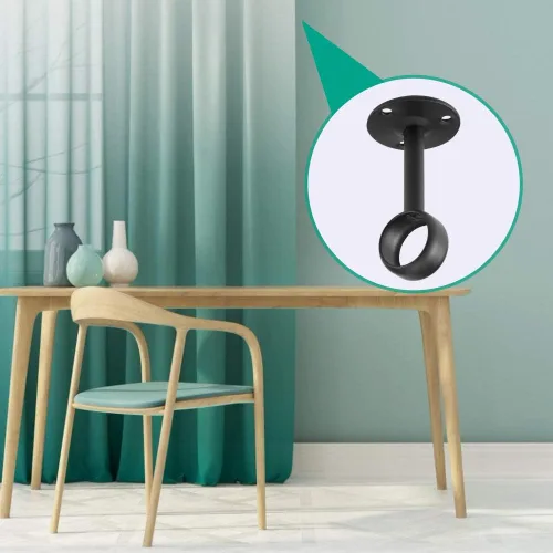 Miniatura 4 de Soporte de techo para barra de cortina (2 piezas, negro)