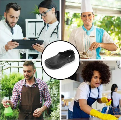 Miniatura 2 de Jacata Zapatos de chef antideslizantes para hombre, antideslizantes, para cocina, trabajo, con soporte de arco, resistentes al aceite, al agua