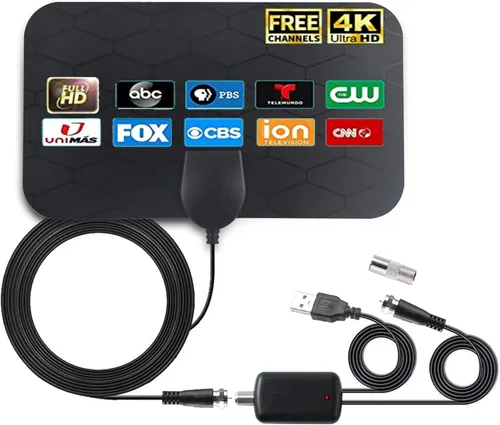 Miniatura 13 de Antena de TV digital HD mejorada 2025 para interiores para Smart TV, amplificador de largo alcance de más de 980 millas, amplificador de señal de TV