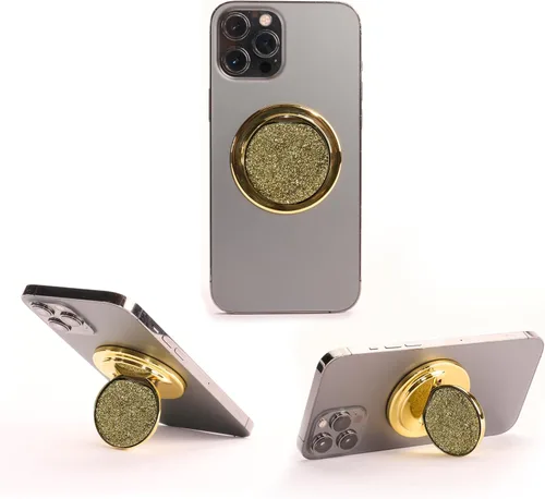 Miniatura 14 de HANDL O MagSafe - Agarre y soporte de cuero negro para teléfono, agarre magnético extraíble, soporte retráctil para dedos POPL Tap-to-Share Contact
