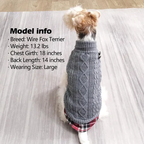 Miniatura 4 de KYEESE - Suéter para perro mediano, suéter tejido con estampado de cuadros, cálido abrigo de mascotas para otoño e invierno