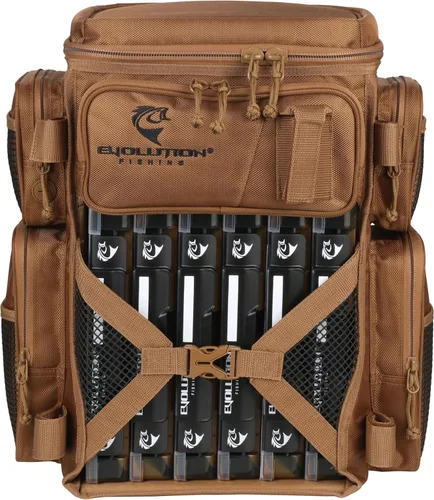 Miniatura 15 de Mochila para aparejos de pesca Evolution Drift Series, mochila de camping con 6 bandejas para aparejos de pesca, resistente Verde mar