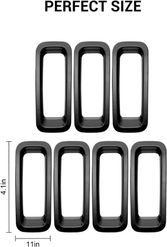 Miniatura 3 de 7 piezas de insertos de parrilla delantera con cubierta de rejilla para Jeep Patriot 2011-2016 (negro)