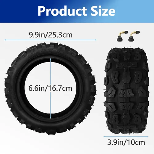 Miniatura 3 de 2 piezas neumáticos 100/65-6.5 sin cámara, neumáticos de scooter de 11 pulgadas para VSETT 11+/Zero 11X/Dualtron/Thunder/Speedual Plus, neumático
