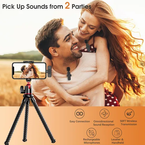 Miniatura 2 de MAYBESTA Mini micrófono inalámbrico para iPhone iPad - Micrófono de teléfono con solapa Bluetooth Lavalier para grabación de audio y video