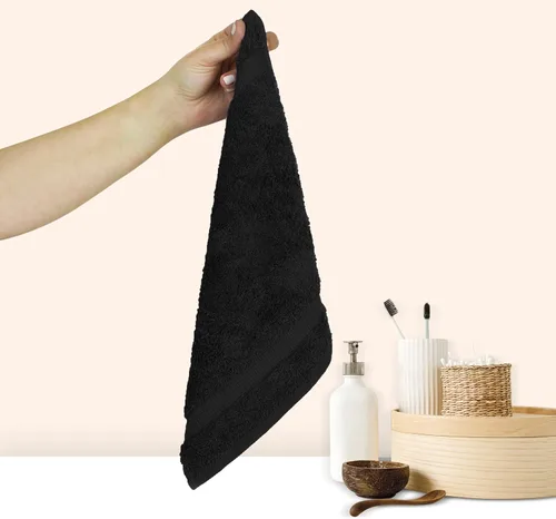 Miniatura 2 de Chakir Turkish Linens - Toallas turcas de alta calidad 100% algodón para baño, 13 x 13 pulgadas (6 toallas pequeñas, color negro)