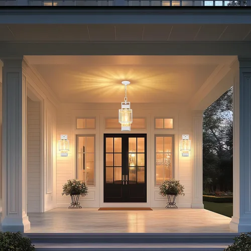 Miniatura 7 de PARTPHONER Lámpara colgante de 15 pulgadas para exteriores del atardecer al amanecer, lámpara colgante de metal moderno para exteriores, lámpara