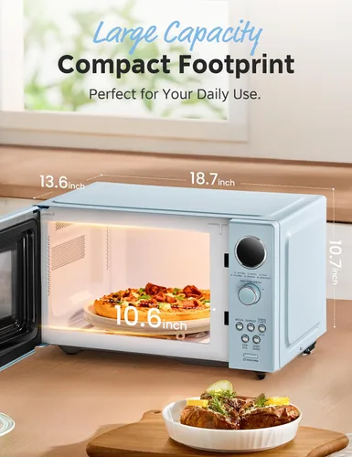 Miniatura 4 de COMFEE' Horno microondas retro, microondas pequeño con 6 menús automáticos, microondas compacto de encimera de 0.9 pies cúbicos con cocción 0.9 pies