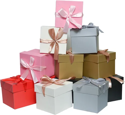 Miniatura 20 de 12 cajas de regalo de Navidad con tapas, cajas negras para cumpleaños, bodas, día de San Valentín, Navidad, aniversario (negro, 4 x 4 x 4 pulgadas)