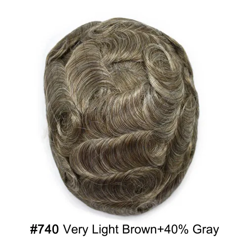 Miniatura 9 de Toupee Hair Piece For Men 100% Real Human Hair System Natural Looking Hairpieces For Men Hair Units Protesis Capilar Para Hombre 8''X10'' #610#6