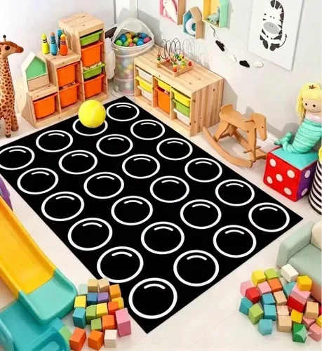 Miniatura 12 de Alfombra negra para aula, alfombra primaria de 8 x 12 pies, alfombra grande del alfabeto, 28 asientos para clase