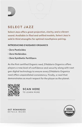 Miniatura 2 de D'Addario Organic Select Jazz Unfiled - Cañas de saxofón soprano – Cañas de saxofón – Selladas individualmente – 3 medianas, paquete de 10