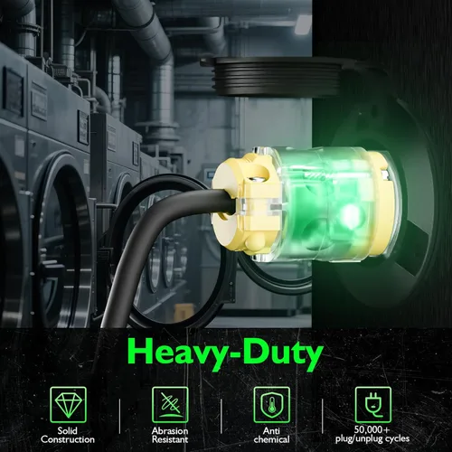 Miniatura 4 de 1 paquete de extremos de repuesto para cable de extensión de 20 amperios iluminados 120-125 voltios, NEMA 5-20R, 2 polos 3 cables, hoja recta