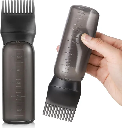 Miniatura 11 de Pimoys Paquete de 2 Botellas Aplicadoras de Peine para Raíces, Aplicador de Aceite de 6 Onzas para Tinte de Cabello, Aplicador de Aceite