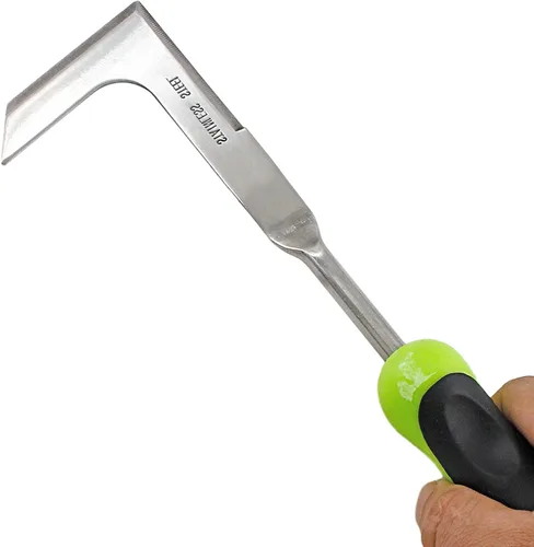 Miniatura 2 de Jiozermi Herramienta de extracción de malezas de mano, herramienta de acero inoxidable en forma de L para jardín, herramienta de desbrozadora