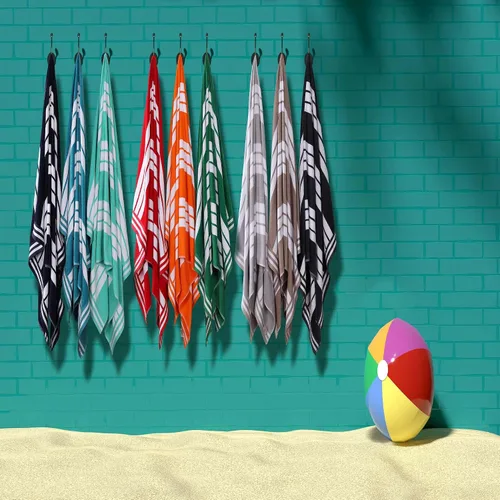 Miniatura 10 de Superior Juego de toallas de playa de algodón de gran tamaño de 4 piezas, toallas absorbentes para baño, playa, piscina, natación, adultos, niños
