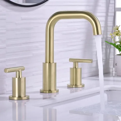 Miniatura 2 de TRUSTMI - Grifo de baño de 2 manijas de 8 pulgadas de latón, grifo de lavabo de baño de 3 agujeros extendido con boquilla giratoria de 360 grados