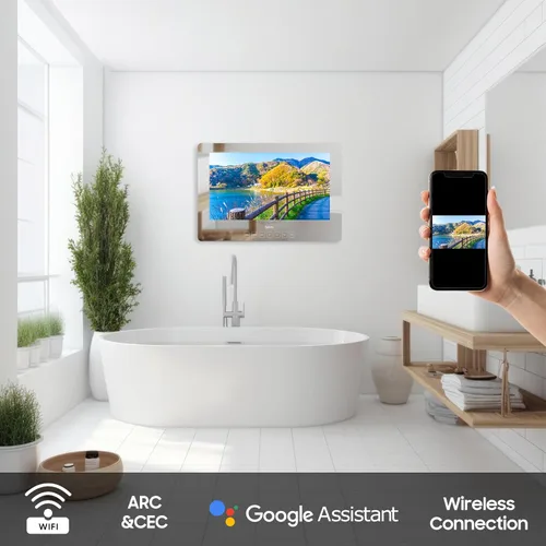 Miniatura 8 de SYLVOX TV Inteligente de 19'' Espejo Mágico de Baño Resistente al Agua LED TV 1080P 500NITS Alto Brillo Altavoces Frontales Duales Montaje en Pared