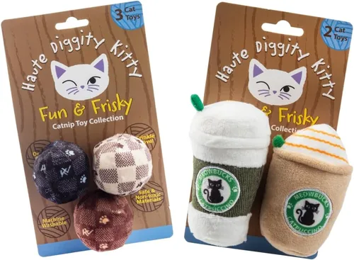 Miniatura 21 de Haute Diggity Kitty Gatos Cinta Azul + Conjunto de Gatito Vaquero, Juguetes de Felpa para Gatos Rellenos de Hierba Gatera con Sonido Crujiente