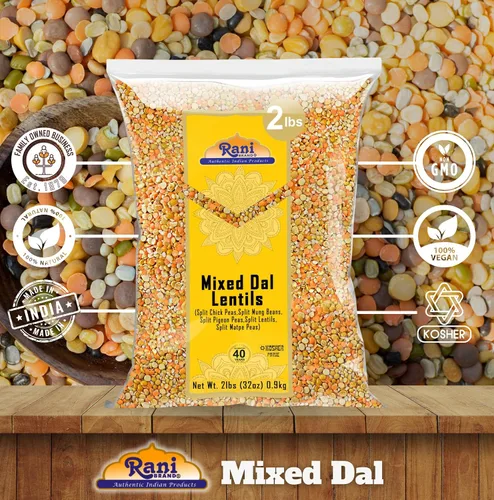 Miniatura 5 de Rani Dal mixto (Chana Dal, Moong Dal, Toor Dal, Masoor Dal, Urad Dal) 32 onzas (2 libras) 32.03 oz ~ Todo natural Apto para gluten Sin OMG