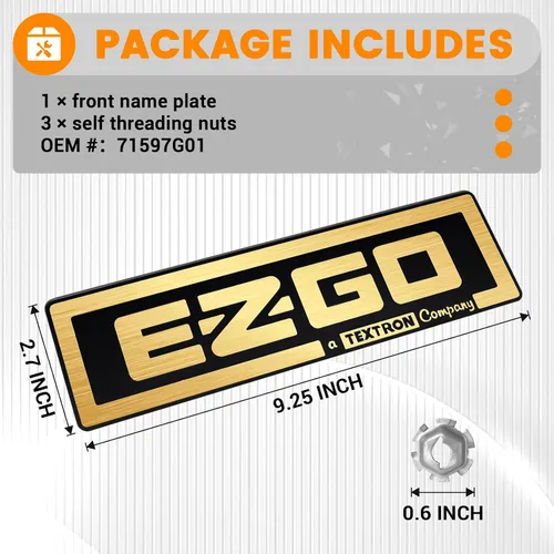 Miniatura 4 de Placa de identificación para carritos de golf EZGO TXT 1994-2010 de gas y eléctricos 71037G01 Oro
