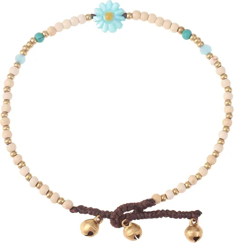 Miniatura 4 de Made by Nami Tobillera bohemia para surfista, impermeable y ajustable, con cuentas para mujer, hecha de cuerda de algodón encerado y cuentas