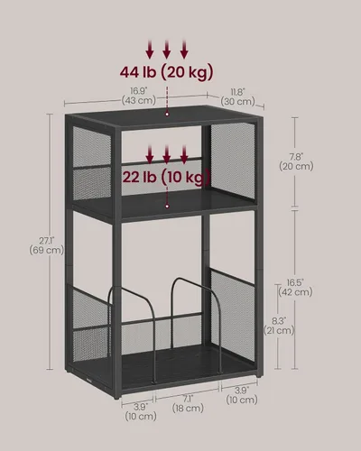 Miniatura 3 de VASAGLE Soporte para tocadiscos, mesa auxiliar de 3 niveles, almacenamiento de discos de vinilo hasta 100 álbumes, mesa auxiliar para sala de estar