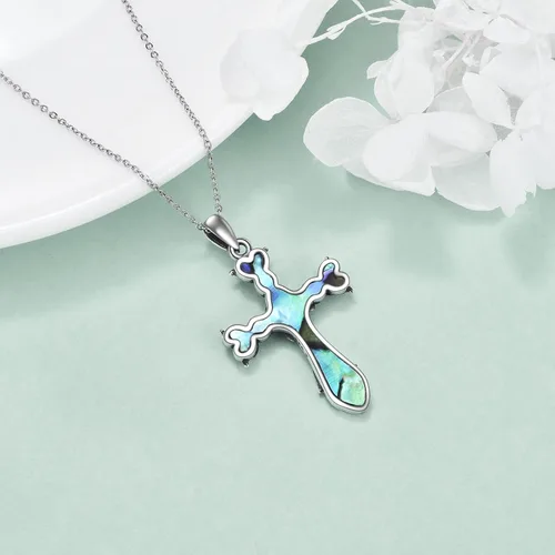 Miniatura 4 de Collar con colgante de cruz religiosa de plata de ley con colgante de cruz de origami, regalos para mujeres y hombres