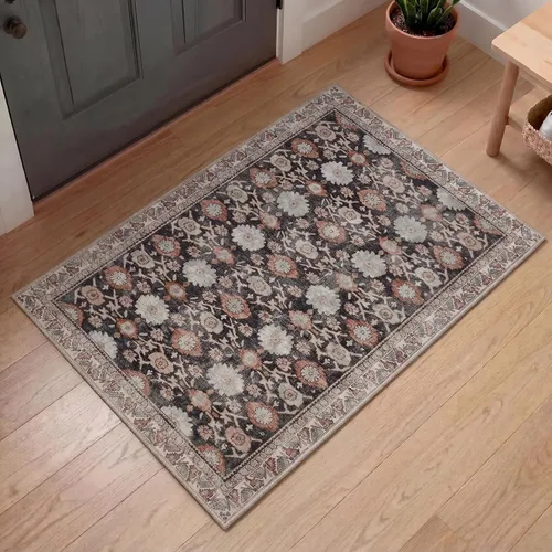 Miniatura 70 de Kuden Alfombra pequeña de 2 x 3, lavable a máquina, parte trasera antideslizante, estilo vintage, suave, pelo bajo, alfombras de área para entrada