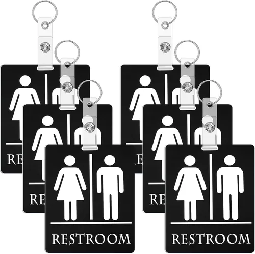Miniatura 10 de Gersoniel 2 llaveros unisex para pase de baño, para aula, baño, pasillo, llave, con anillo para mujeres, hombres, negocios, restaurante, inodoro