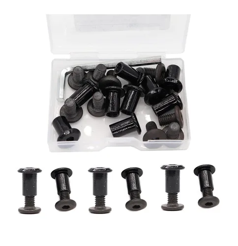 Miniatura 17 de Kit de repuesto de tornillos para cuna de bebé, 100 piezas M6x15mm/0.984 in/1.378 in/1.772 in/2.165 in/2.559 in/2.953 in/2.953 in Negro Hex Drive