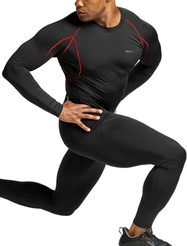 Miniatura 4 de TSLA - Paquete de 1 o 3 camisas de compresión de manga larga FPU 50+ para hombre, camisa de entrenamiento atlético, protector de erupción