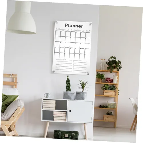 Miniatura 8 de Healifty Calendario de pared acrílico de borrado en seco, tablero de notas, planificador mensual borrable para uso en casa y oficina, elegante