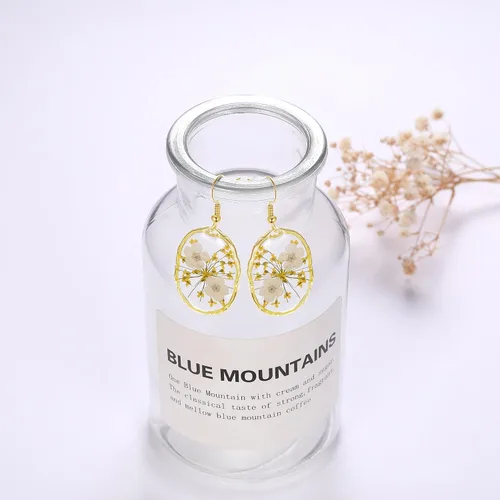 Miniatura 46 de Forget-Me-Not and Queen Anne's Lace Pressed Wildflower Earrings Pressed Flower Earrings Handmade Drop and Dangle Earrings Gift for Woman