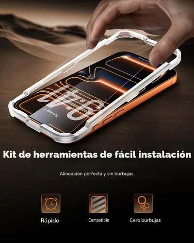 Miniatura 3 de UNBREAKcable Paquete de 3 protectores de pantalla para iPhone 17 Pro Max, vidrio templado doble inastillable [marco de fácil instalación]
