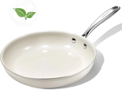 SAKAMOSH Sartén de cerámica antiadherente de 11 pulgadas, no tóxica, con mango para inducción, sartén de chef, sin PTFE, PFAS y PFOA, apta para