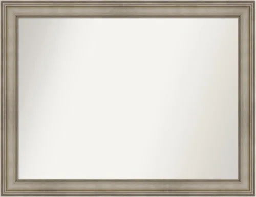 Miniatura 237 de Amanti Art Espejo de baño plateado para sobre el fregadero, 26 x 26 pulgadas, espejo cuadrado de plata antigua, marco de madera tradicional mediano