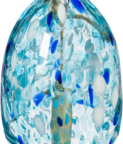 Miniatura 3 de Evergreen Garden Carillón de viento de vidrio de arte colorido Azul claro Percutor de madera maciza Tono profundo natural 8 pulgadas de alto