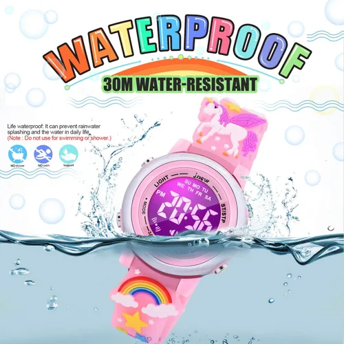 Miniatura 4 de Relojes impermeables de dibujos animados 3D para niñas con alarma, los mejores regalos de juguetes para niñas de 3 a 12 años