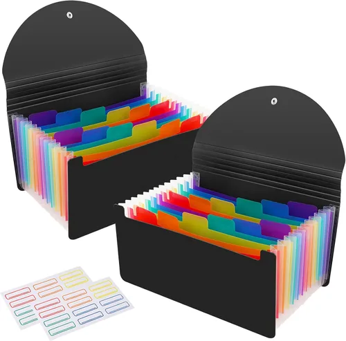 Paquete de 2 organizadores de cupones tipo cartera mini A6 de 13 bolsillos, organizador de archivos acordeón expandible para almacenar tarjetas de