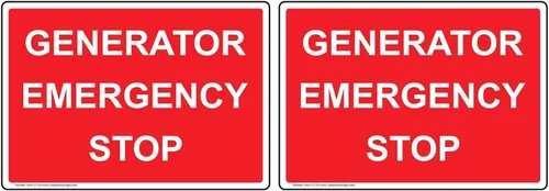 Miniatura 5 de ComplianceSigns. Señal de parada de emergencia del generador de comunicación, plástico de 10x7 pulgadas para eléctrico, hecho en los E.E.U.U