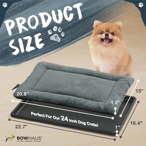 Miniatura 2 de Almohadilla y bandeja lavable a máquina BOWHAUS para jaula de perro de 24 pulgadas, alfombra plana antideslizante y cómoda para dormir y bandeja