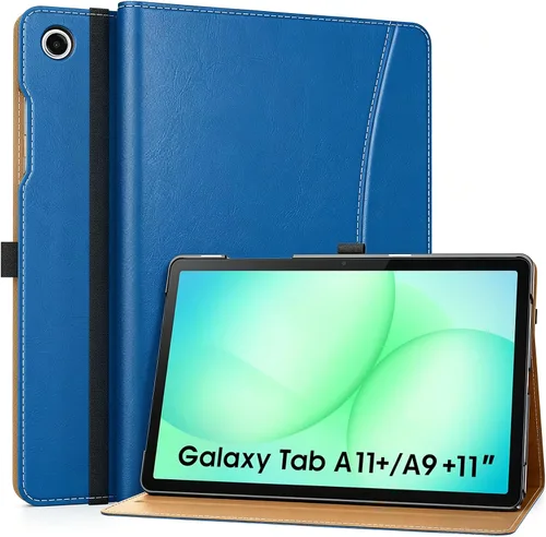 Miniatura 14 de MoKo Funda para Samsung Galaxy Tab A11+/ A11 Plus/ A9+/ A9 Plus de 11 pulgadas 2026/2024, piel sintética multiángulo con correa de mano, bolsillo