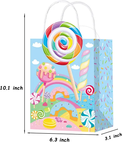 Miniatura 4 de C L cooper life 12 bolsas de regalo de fiesta de Candyland con asas, bolsas de regalo para fiestas temáticas de piruletas, suministros para fiesta