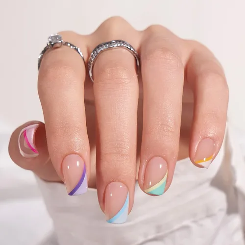 Miniatura 53 de BTArtbox Uñas Postizas Blancas Cortas a Presión - Uñas Postizas de Gel Suave en Forma de Almendra, Uñas Blancas con Pegamento para Uñas, Uñas