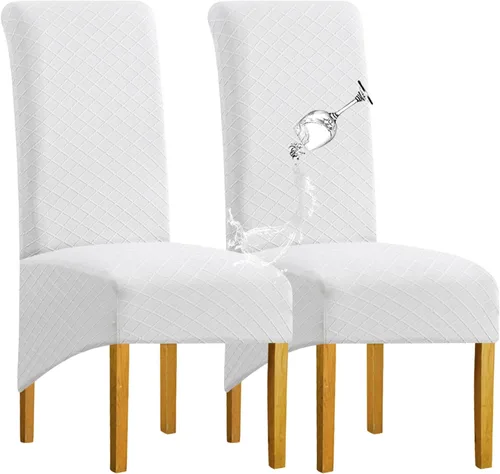 Fundas impermeables para sillas de comedor XL/extragrandes, fundas para sillas Parsons (blanco, juego de 2 (XL))