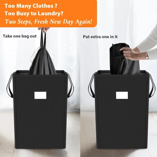 Miniatura 3 de MCleanPin Cesta de lavandería plegable de 225 litros con bolsas de lavandería, cesta de ropa sucia, cesta de lavandería con asas, cesta plegable